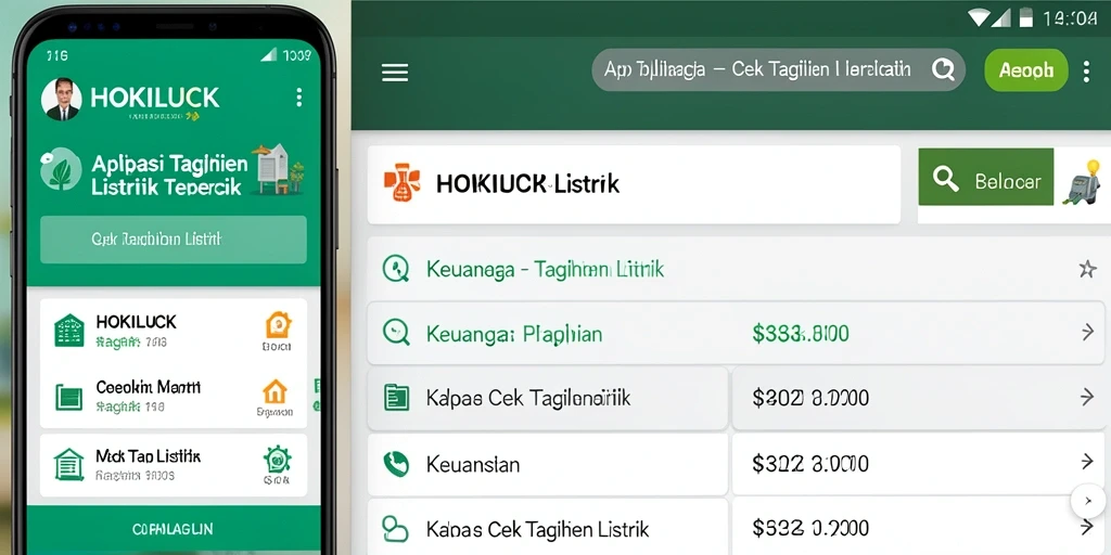 Tampilan antarmuka HOKILUCK yang efisien untuk cek tagihan listrik.