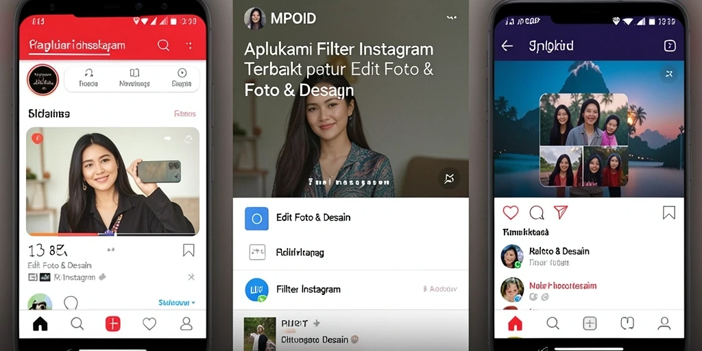 Tampilan aplikasi MPOID dengan pilihan filter Instagram yang menarik.