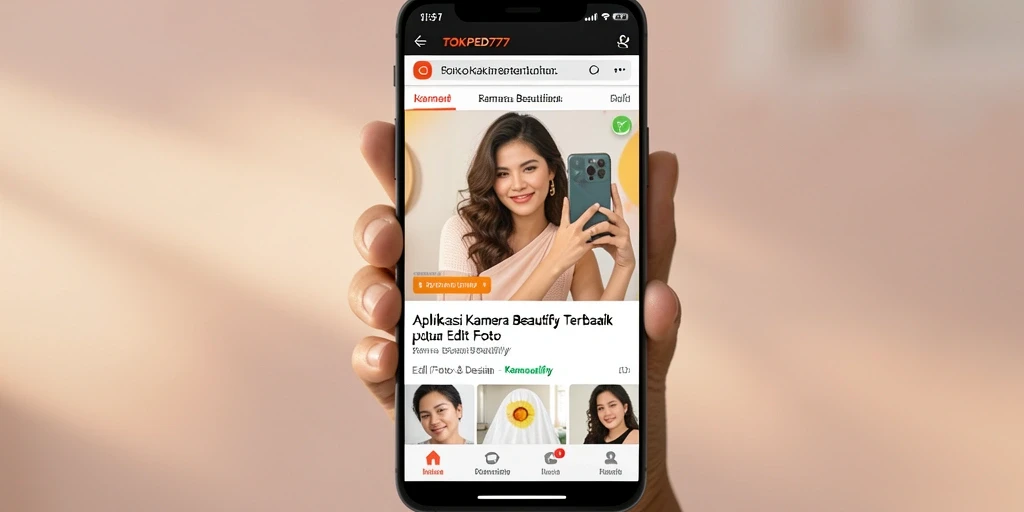 Tampilan antarmuka intuitif dan fitur unggulan Kamera Beautify.