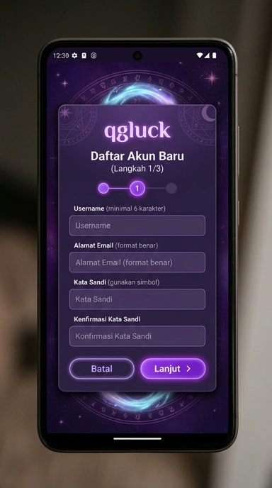 Tampilan halaman daftar qgluck