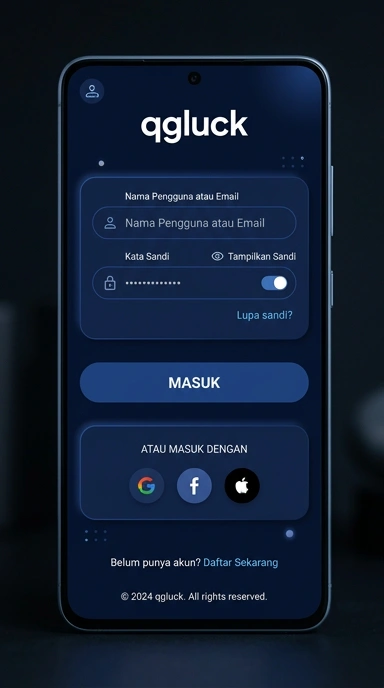 Tampilan halaman login qgluck